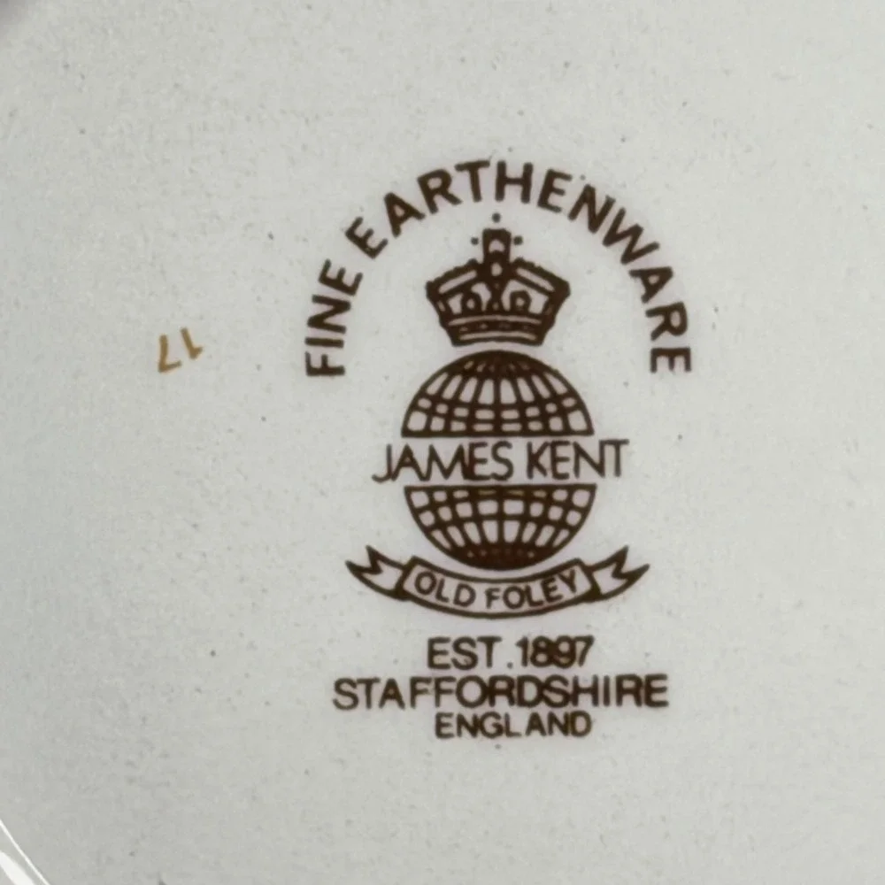 James Kent Old Foley Strawberry Butterfly Scalloped Bowl Staffordshire England